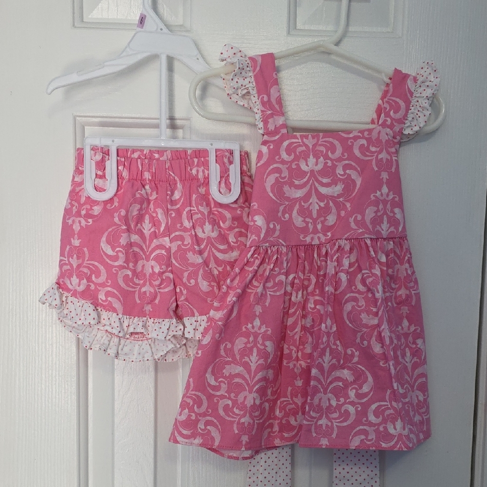 Charming Pink Kids Matching Set with Ruffles